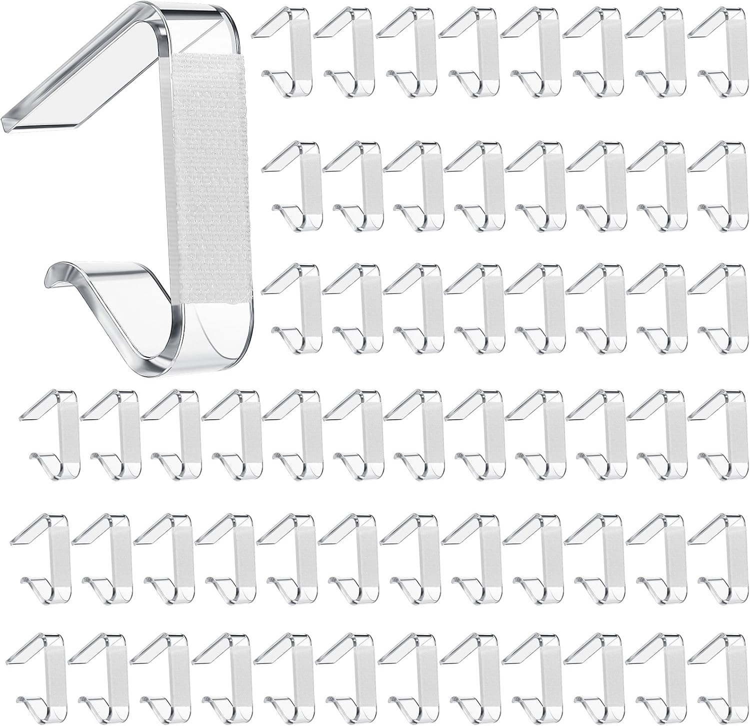 Yerliker 60 Pcs Table Skirting Clips with Hook and Loop Plastic Tablecloth Clips for Meeting Party Indoor Outdoor Events (Clear,Large)